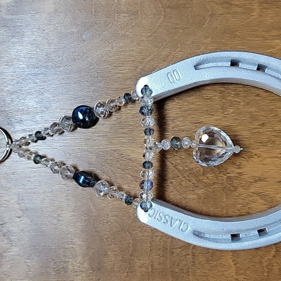 Decorative Horseshoe with Hanging Crystals - Picture 2 of 6
